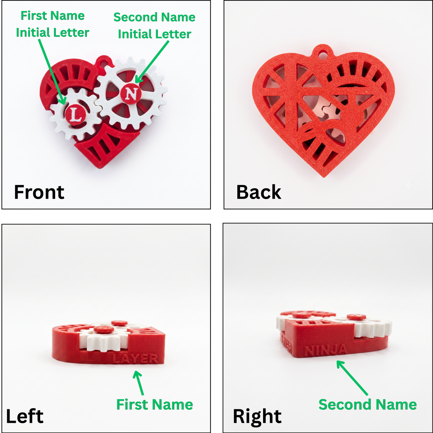 Heart Gear Keychain M1 with Custom Names