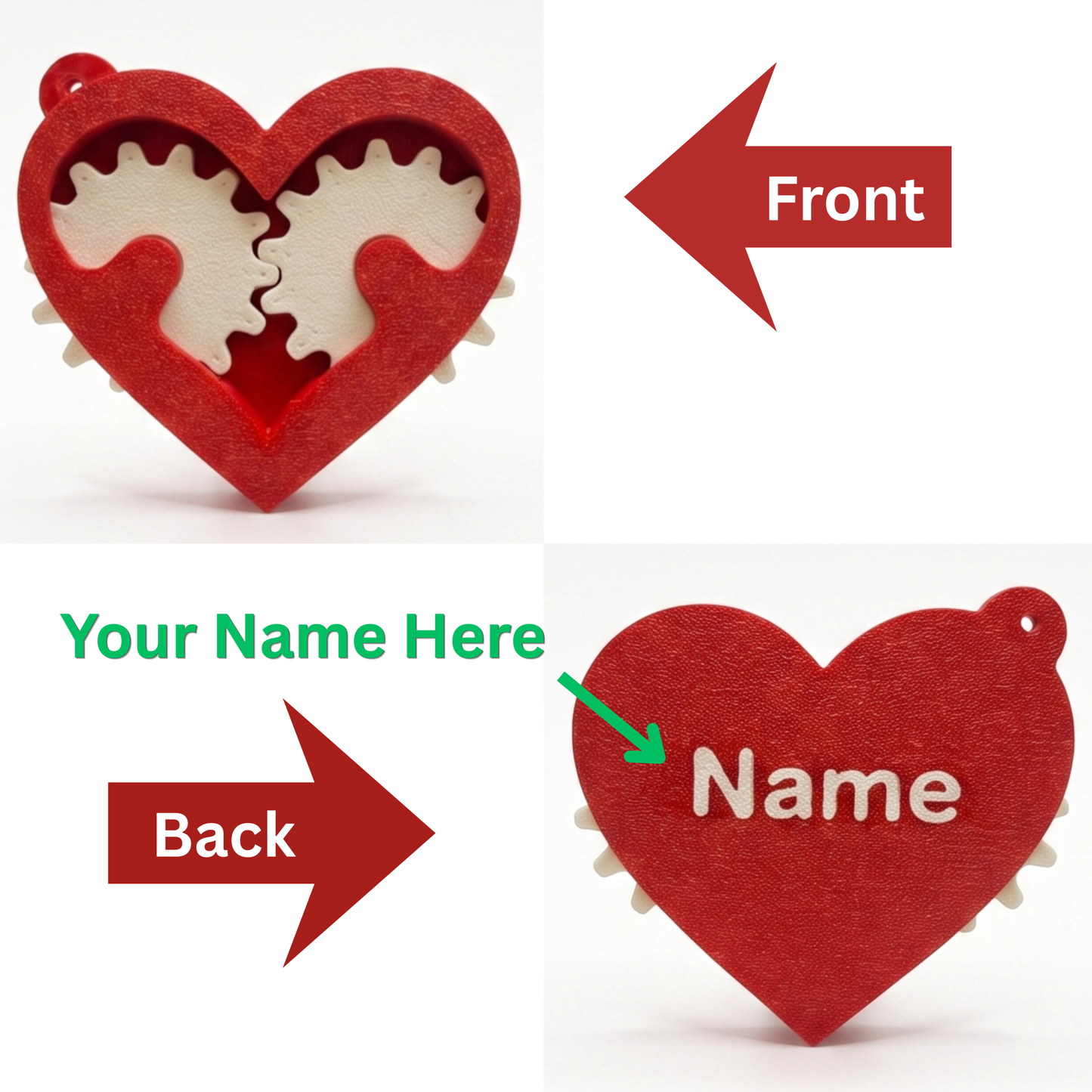 Heart Gear Keychain M2 with Custom Name